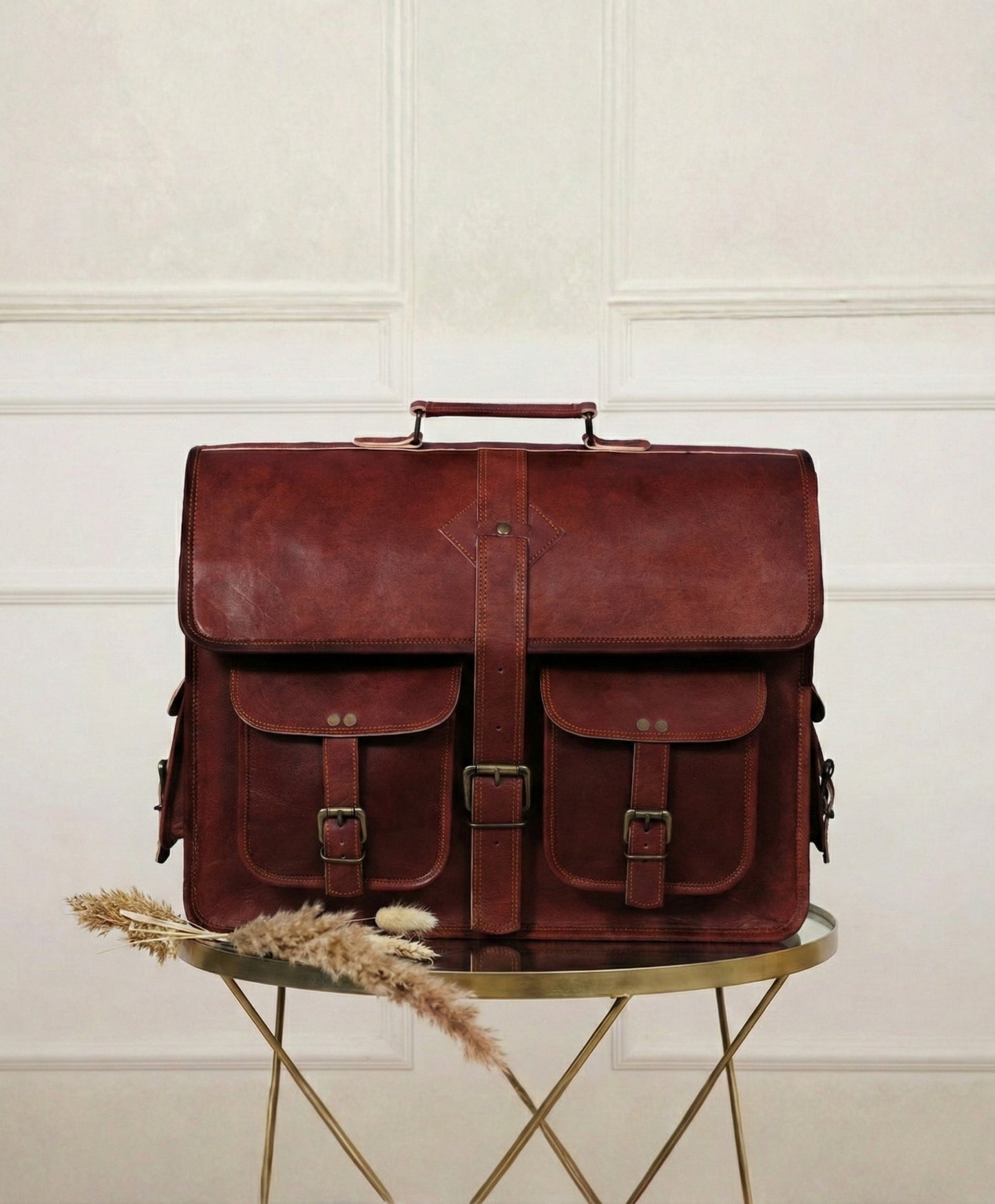 Cooper Allan Classic Brown Leather Messenger Bag