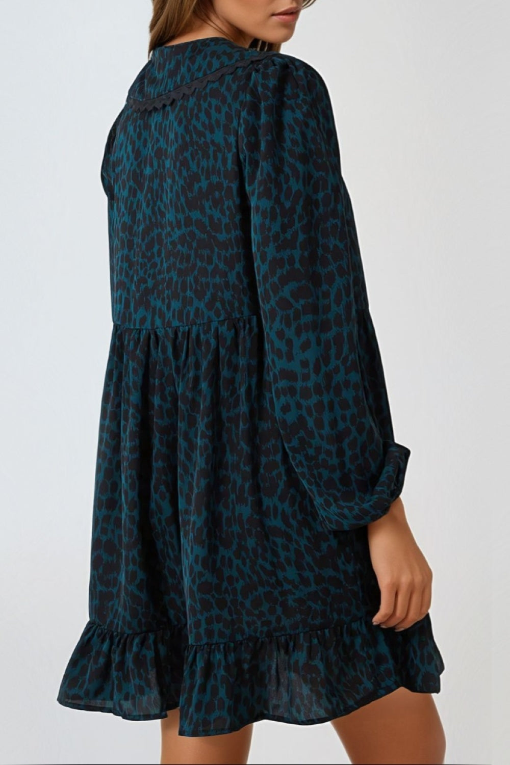 Teal Animal Print Smock Mini Dress-2
