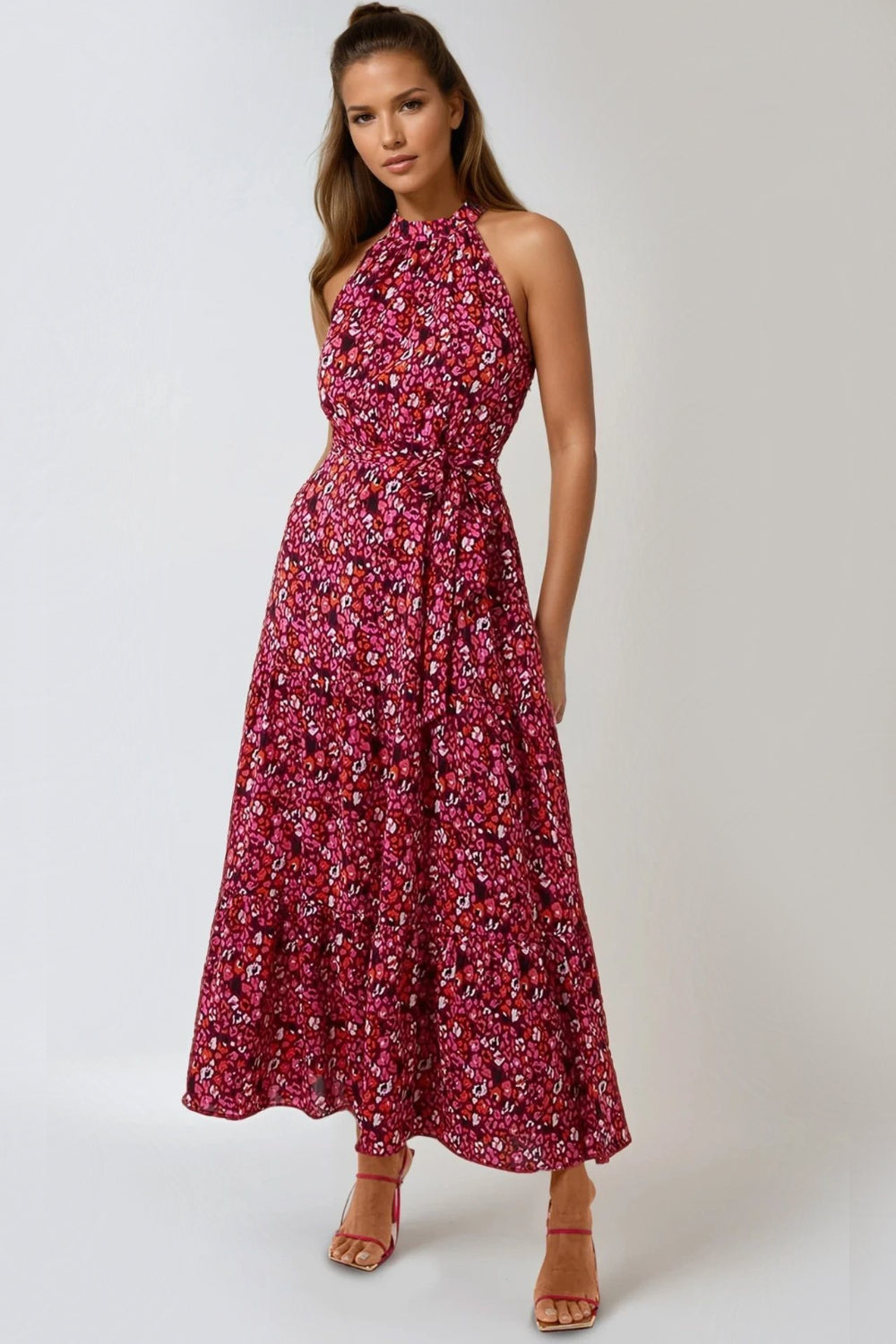 Pink Halterneck Maxi Dress-0