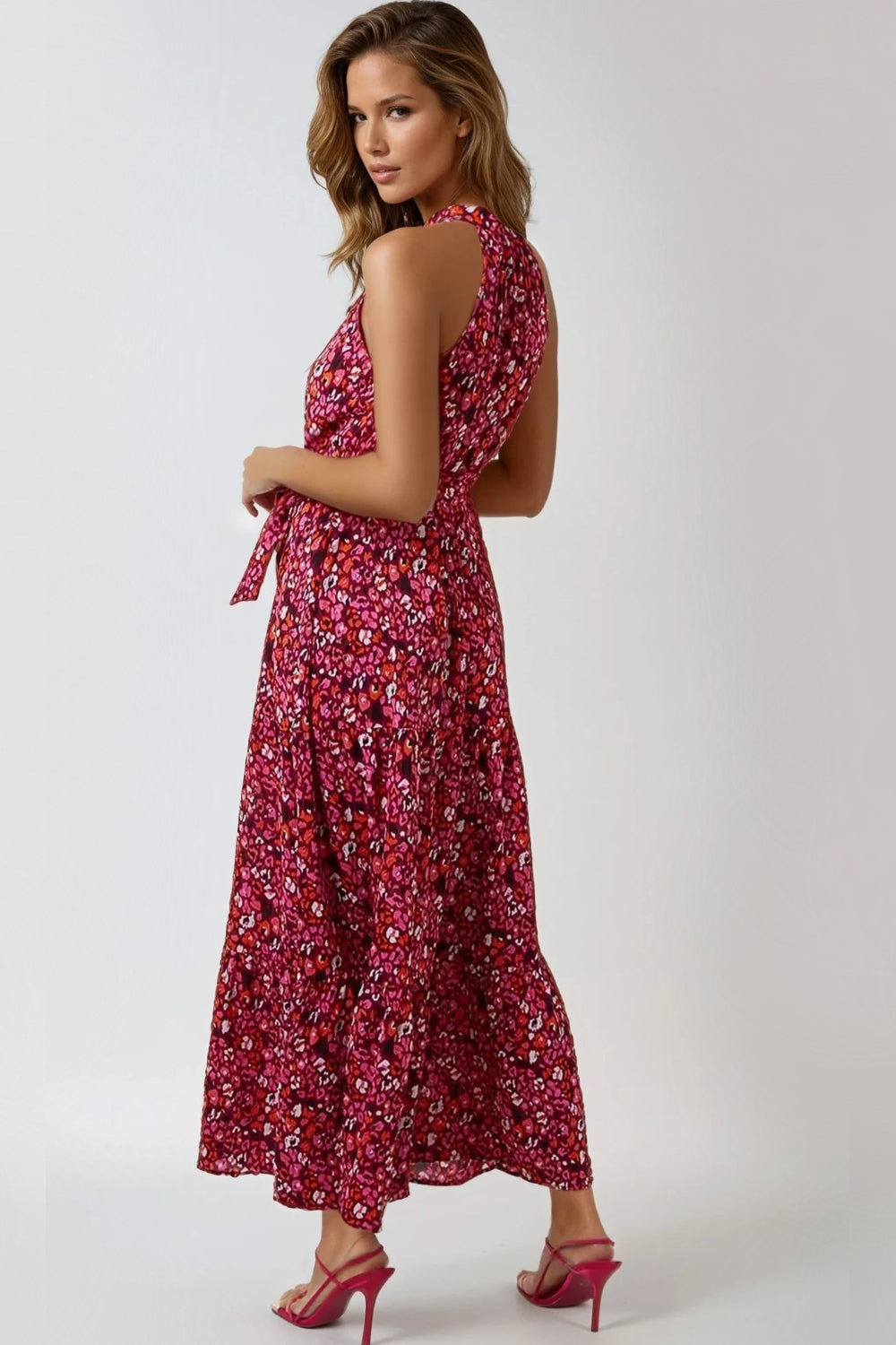 Pink Halterneck Maxi Dress-2