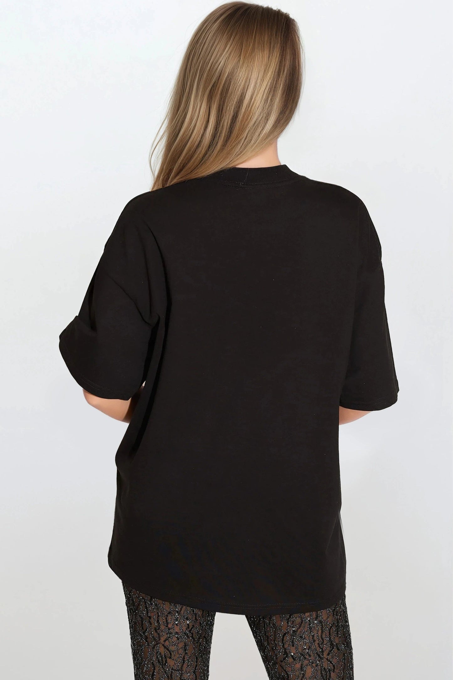 Black Leopard Print Oversized T-Shirt-3