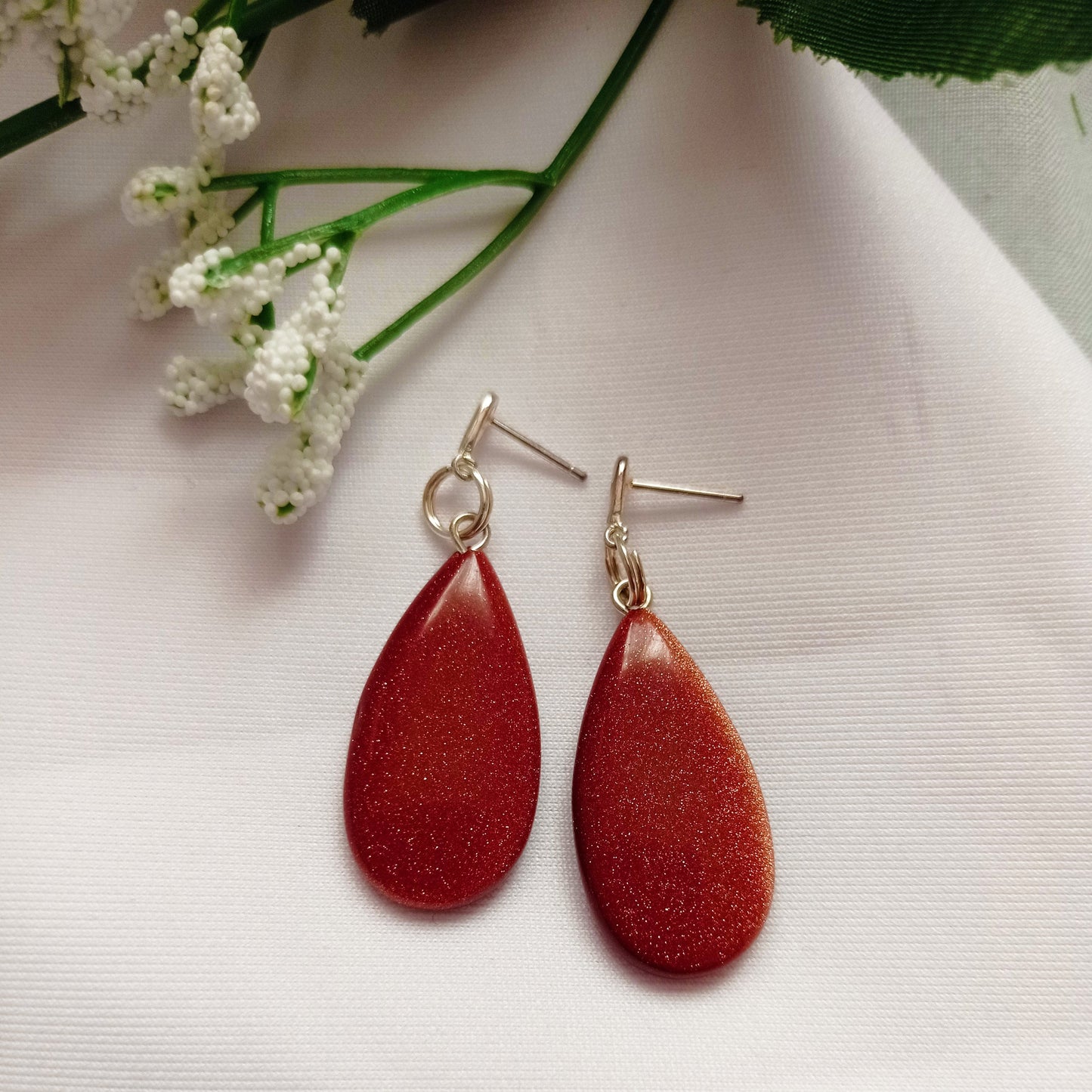 Brown Goldstone Teardrop Earrings, Brown Goldstone Sterling Silver Earrings, Gemstone Stud Earrings | by nlanlaVictory