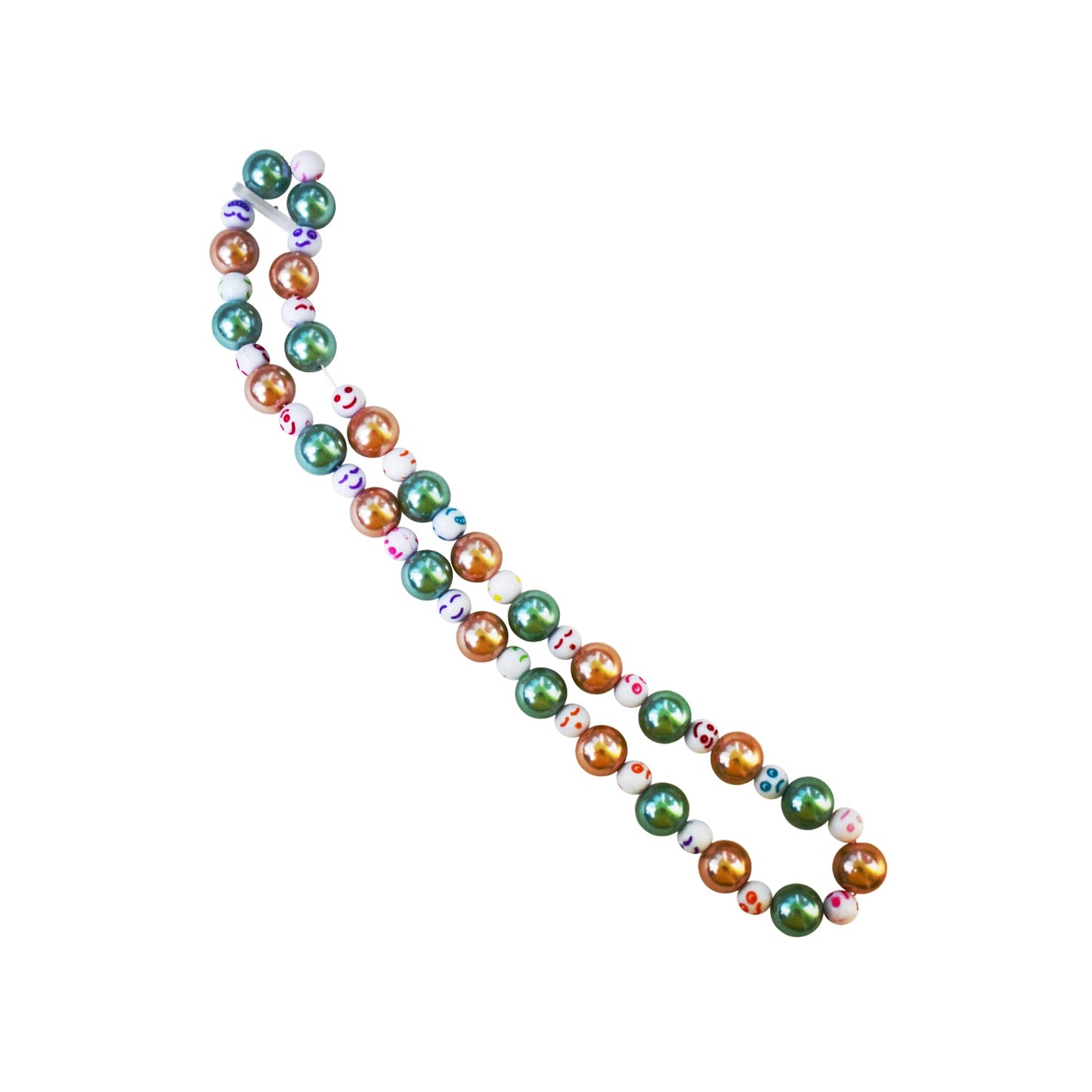 Green Bronze Happy Face emotions Necklace, Beaded Necklace, Faux Pearl necklace | by lovedbynlanla