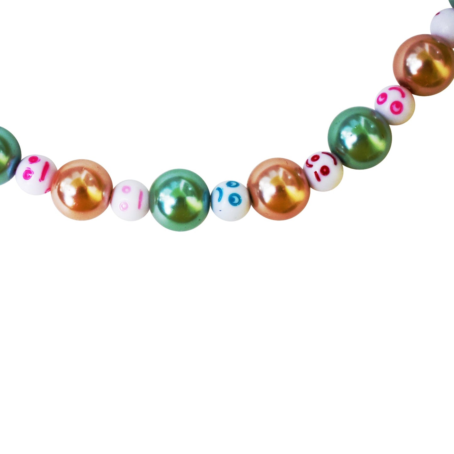 Green Bronze Happy Face emotions Necklace, Beaded Necklace, Faux Pearl necklace | by lovedbynlanla