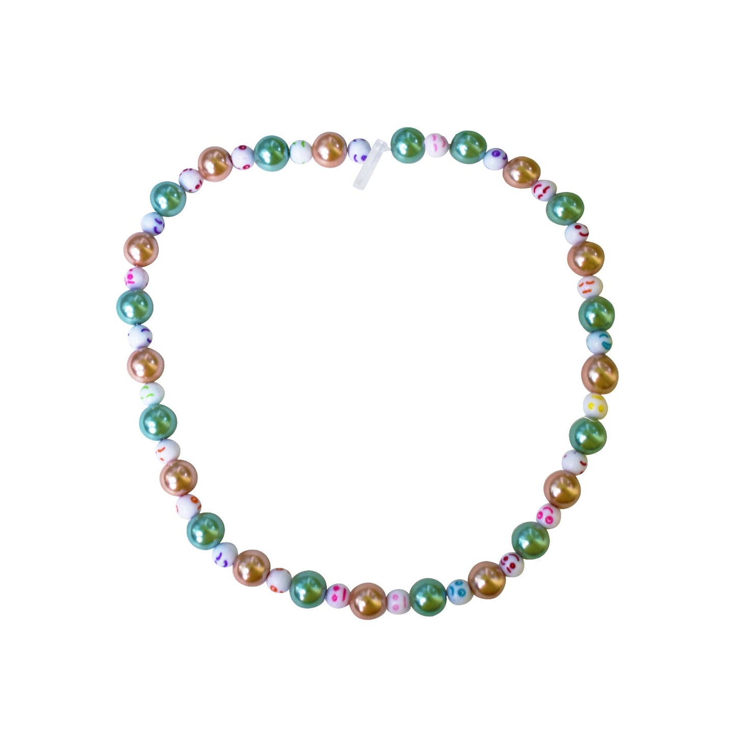 Green Bronze Happy Face emotions Necklace, Beaded Necklace, Faux Pearl necklace | by lovedbynlanla