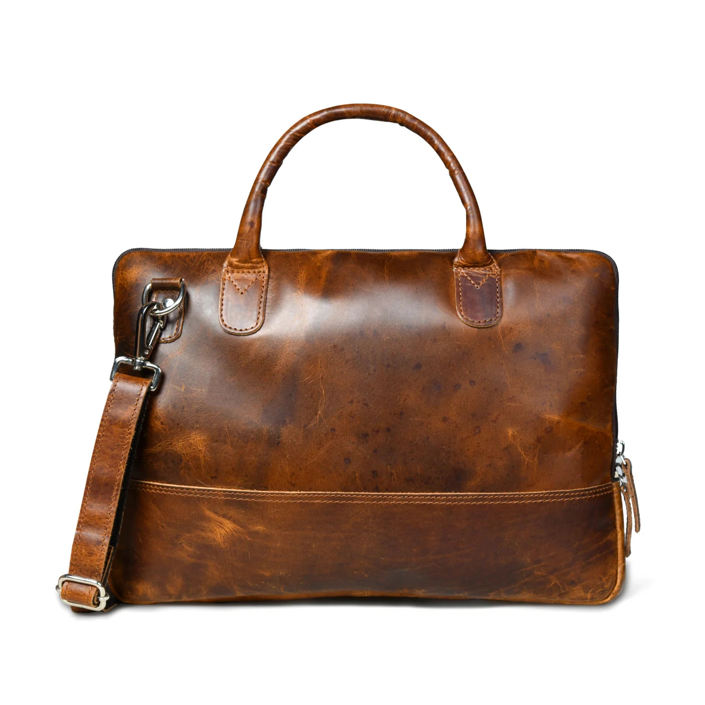 Cooper Allan Buffalo Vintage Leather Laptop Bag- Brown