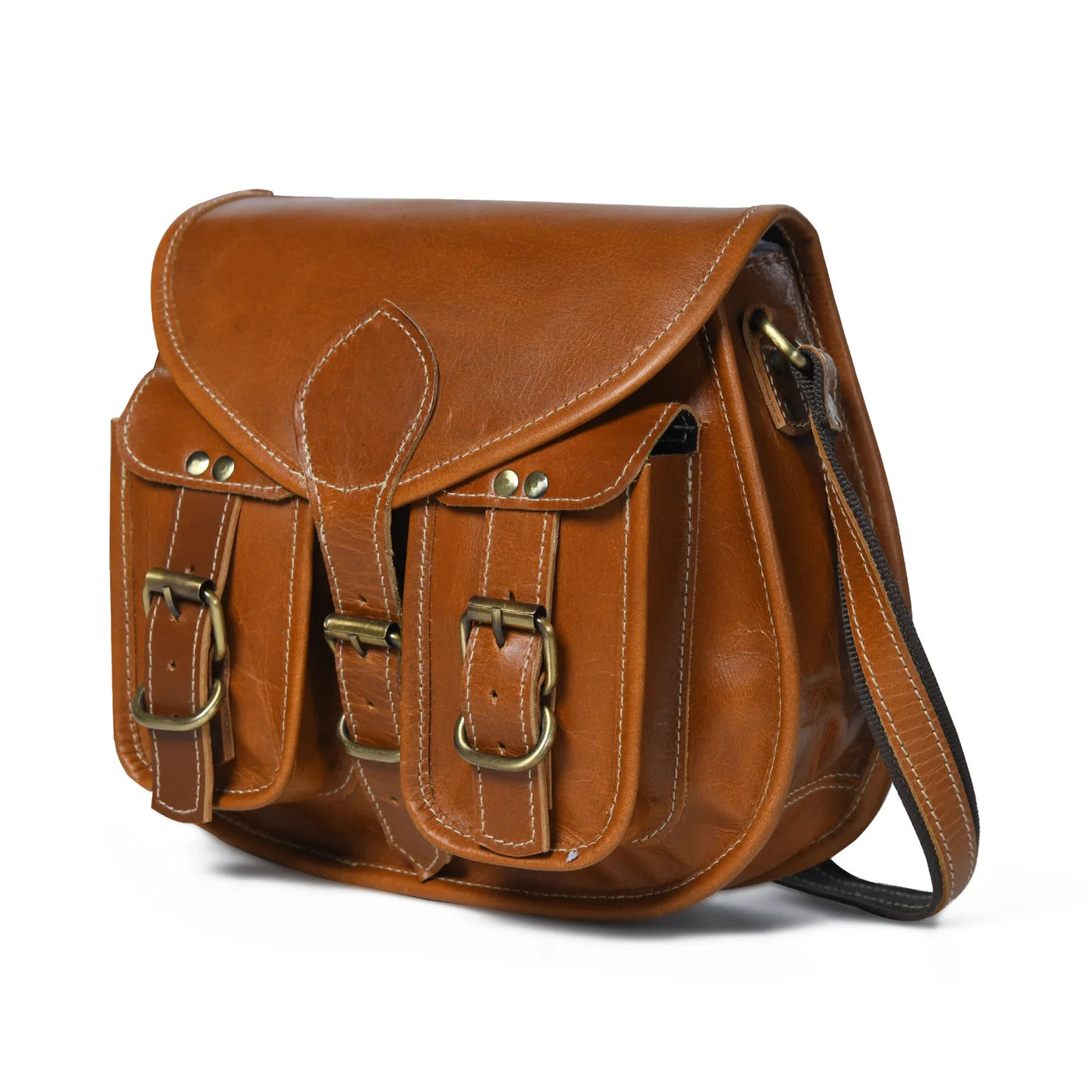 Cooper Allan Two Pocket Buffalo Leather Vintage Sling Bag For Women’s