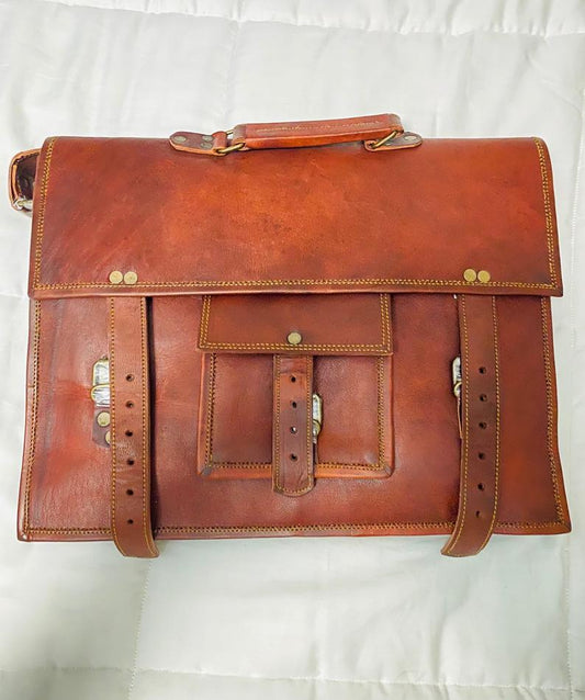 15 Inch | Classic Handcrafted Goat Leather Laptop Bag CS11