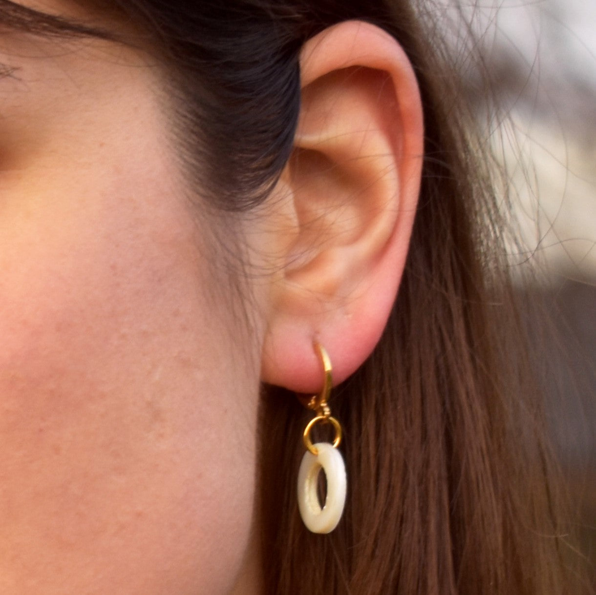 Circle Shell Huggie Minimalist Earrings | by Ifemi Jewels