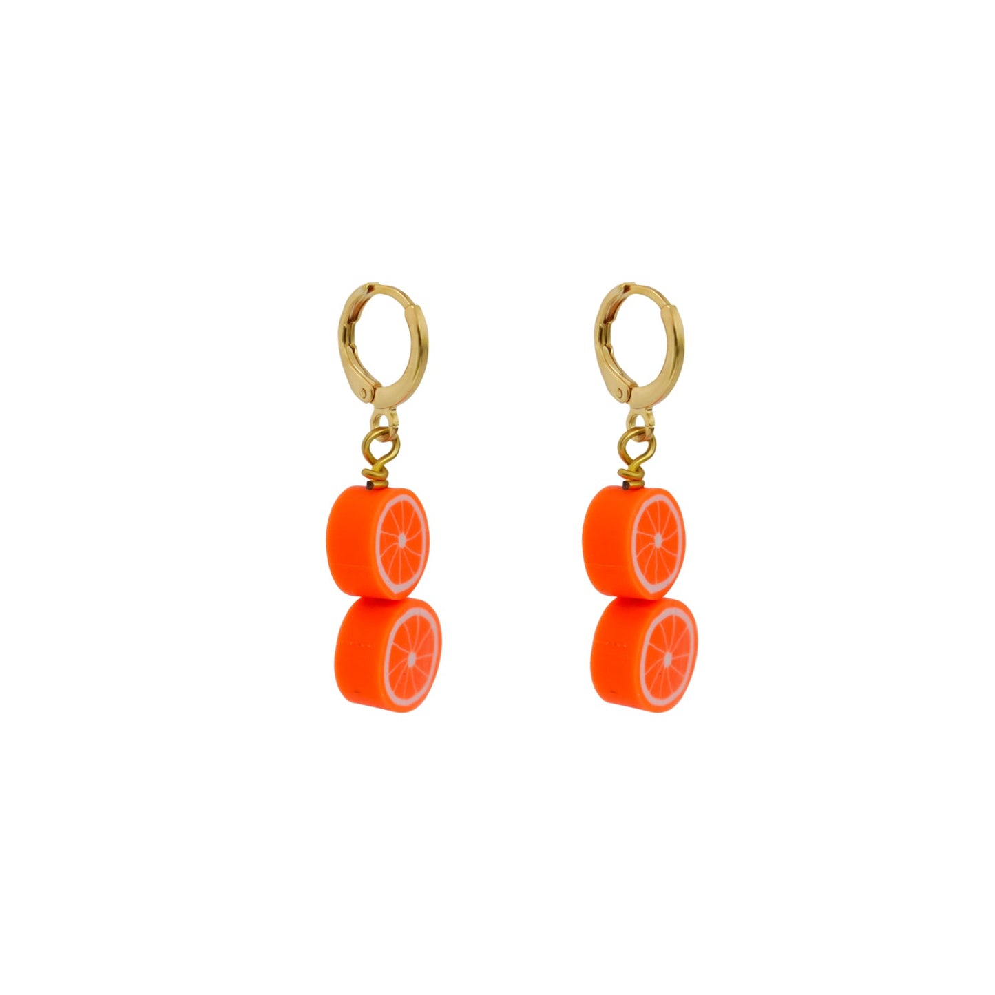 Orange fruit huggie drop earrings | by Ifemi Jewels