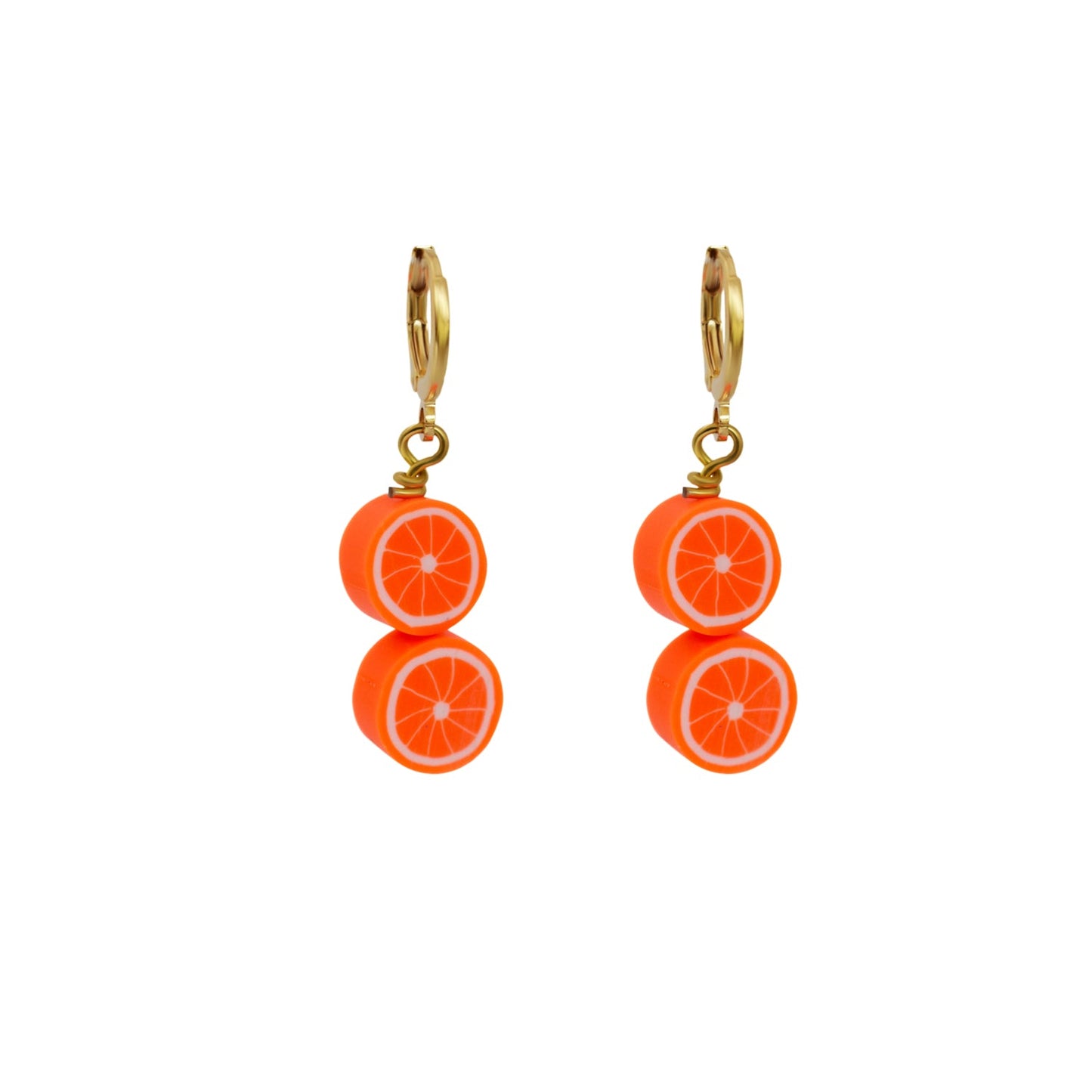 Orange fruit huggie drop earrings | by Ifemi Jewels