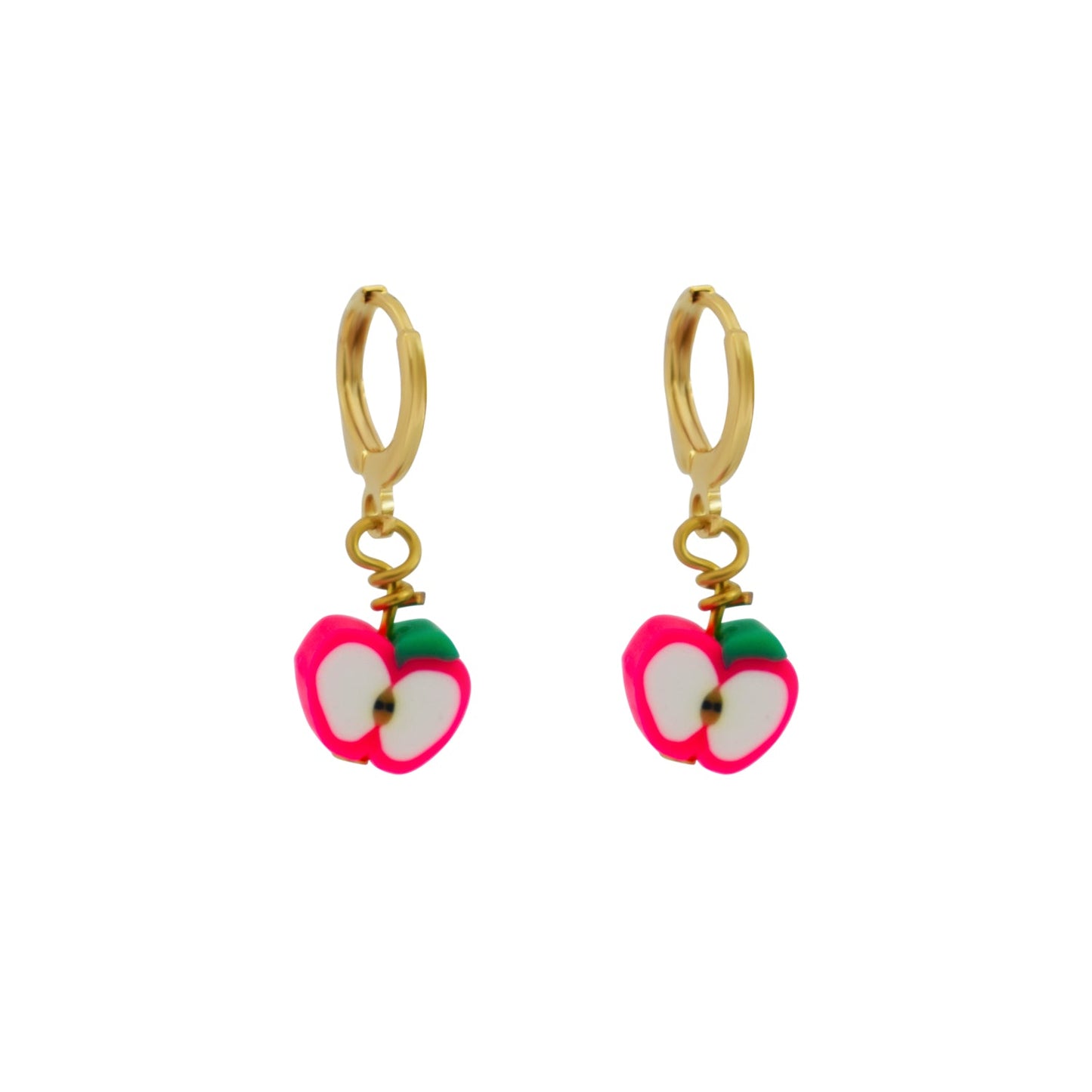Pink Apples Huggie Earrings | by Ifemi Jewels