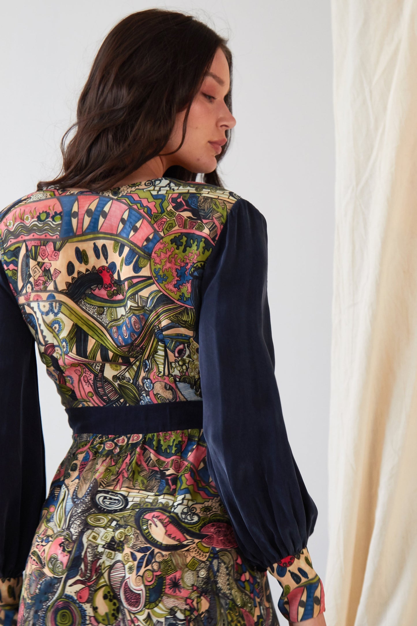 Hand painted Long Sleeve Maxi Dress-4