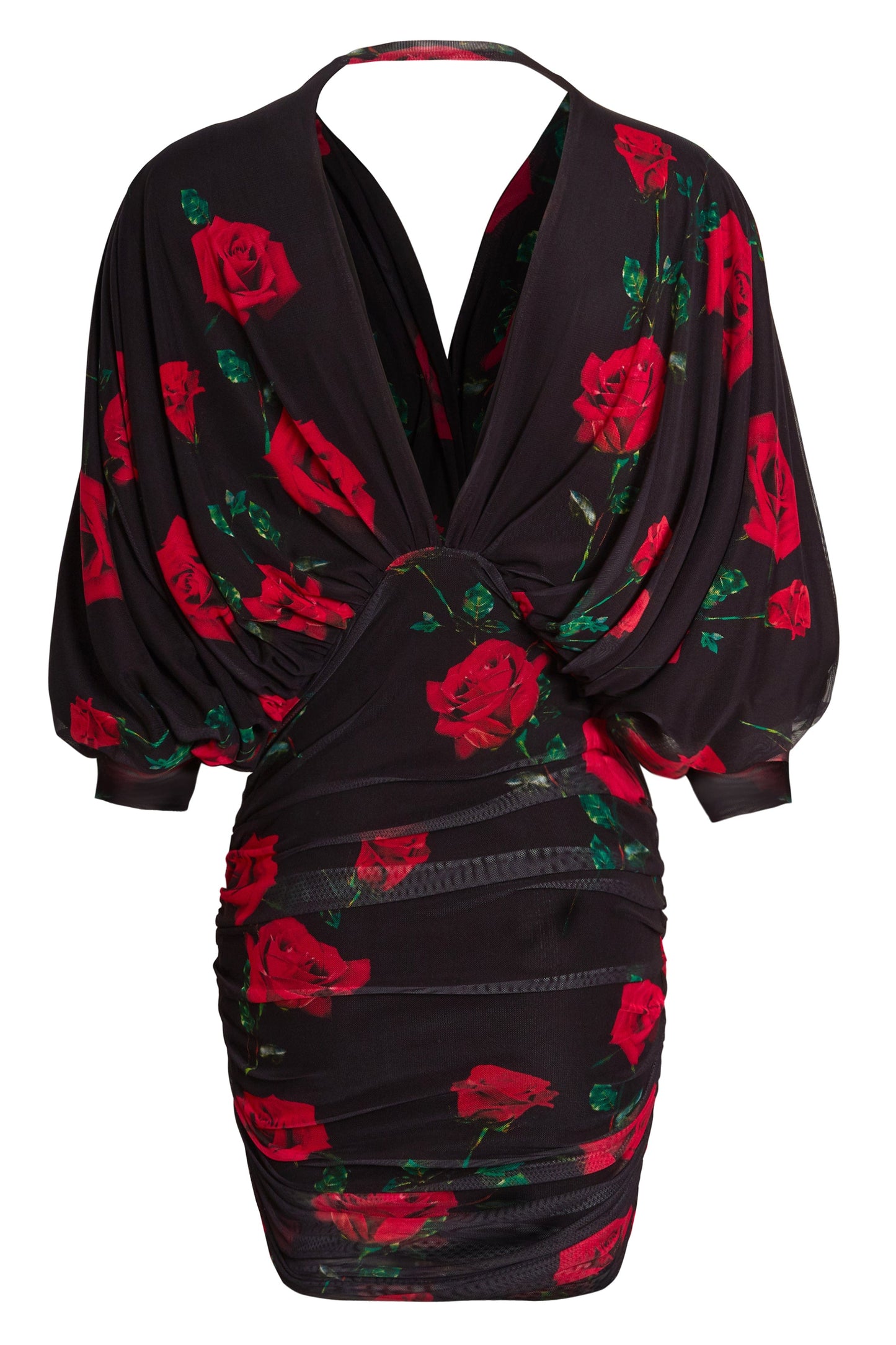 Ruched Batwing Mini Dress-1