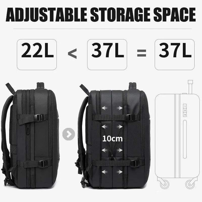 Expandable Travel Backpack Black-3