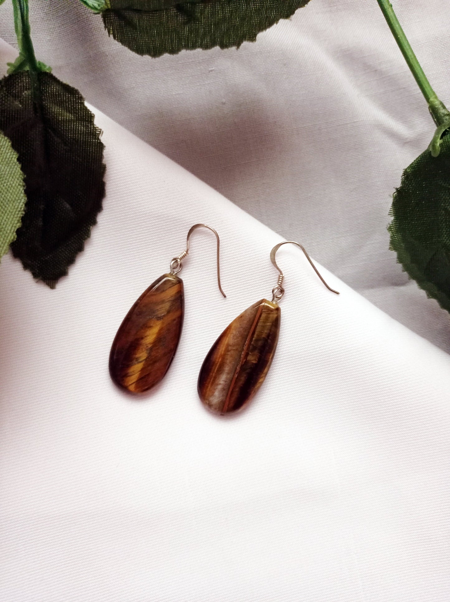 Tiger Eye Sterling Silver Earrings, Tiger Eye Teardrops, Tiger Eye Drop Earrings, Gemstone Earrings | by nlanlaVictory