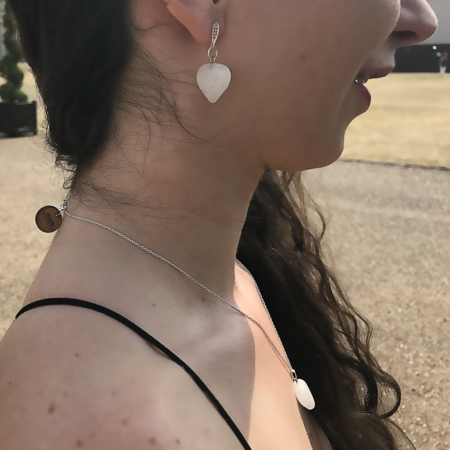 White Quartz Stud Earrings, Heart Sterling Silver Earrings, White Earrings, Gemstone Earrings | by nlanlaVictory