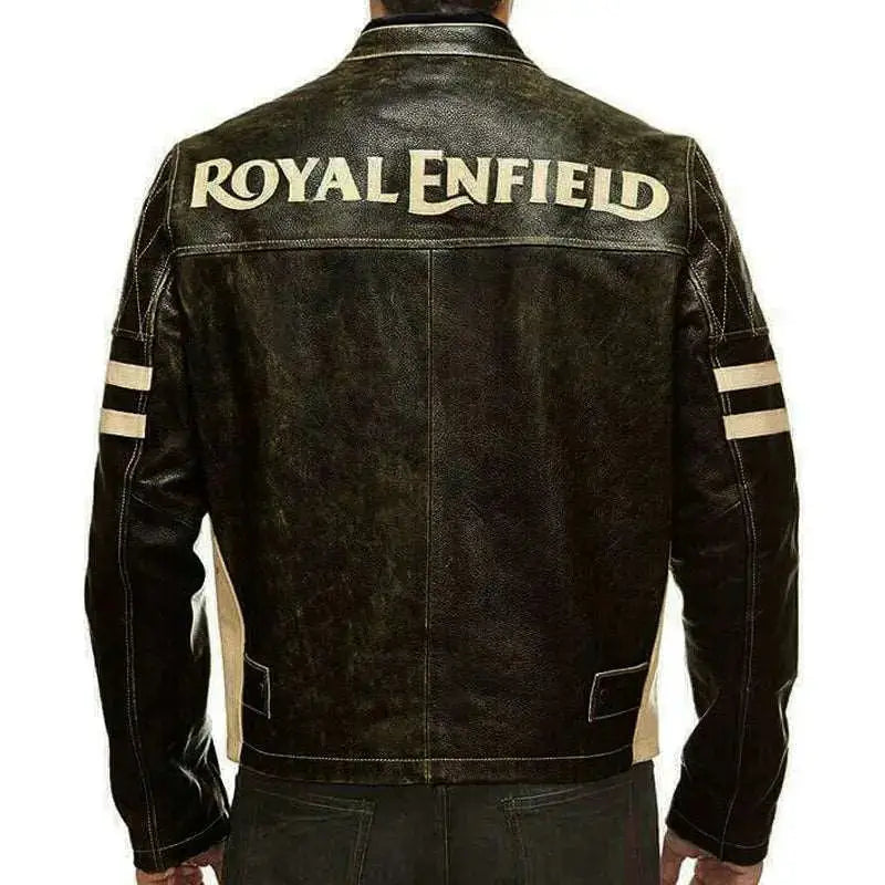 Men’s Black Royal Enfield Cafe Racer Motorcycle Jacket-1