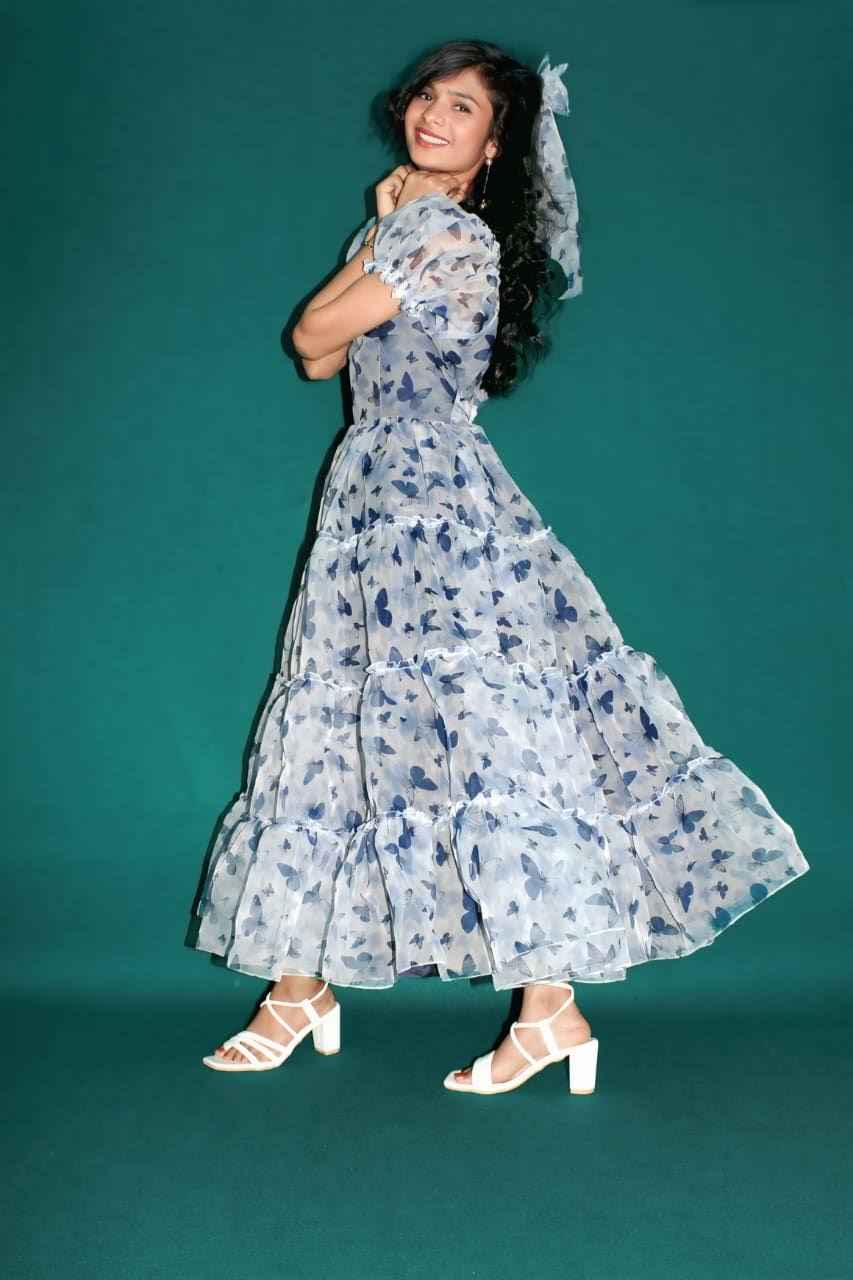 Blue Butterfly Tiered Dress-3