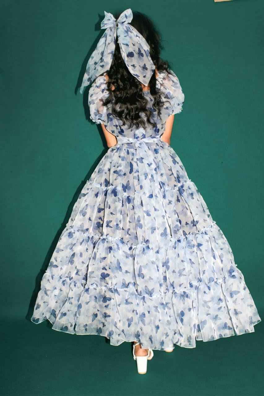Blue Butterfly Tiered Dress-2