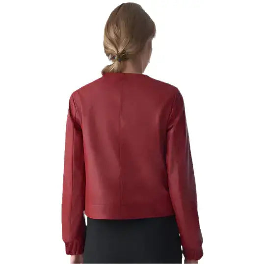 Women’s Burgundy Studded Leather Jacket