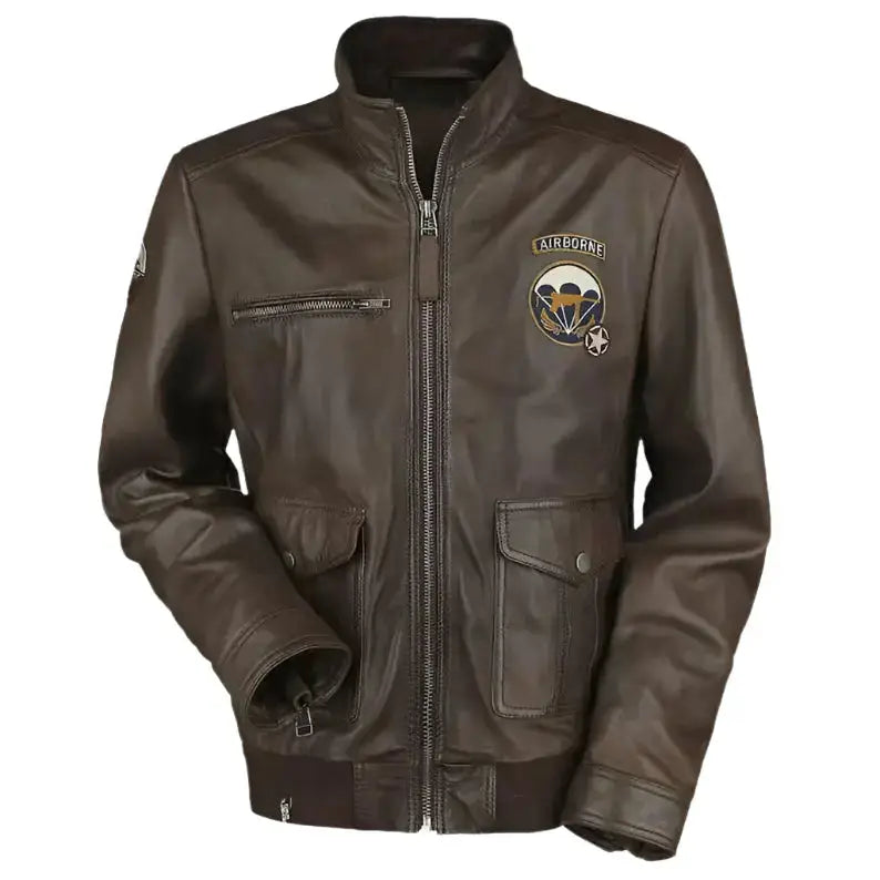 Men’s Brown Leather Jacket – Call of Duty WWII Vintage Military Style-0