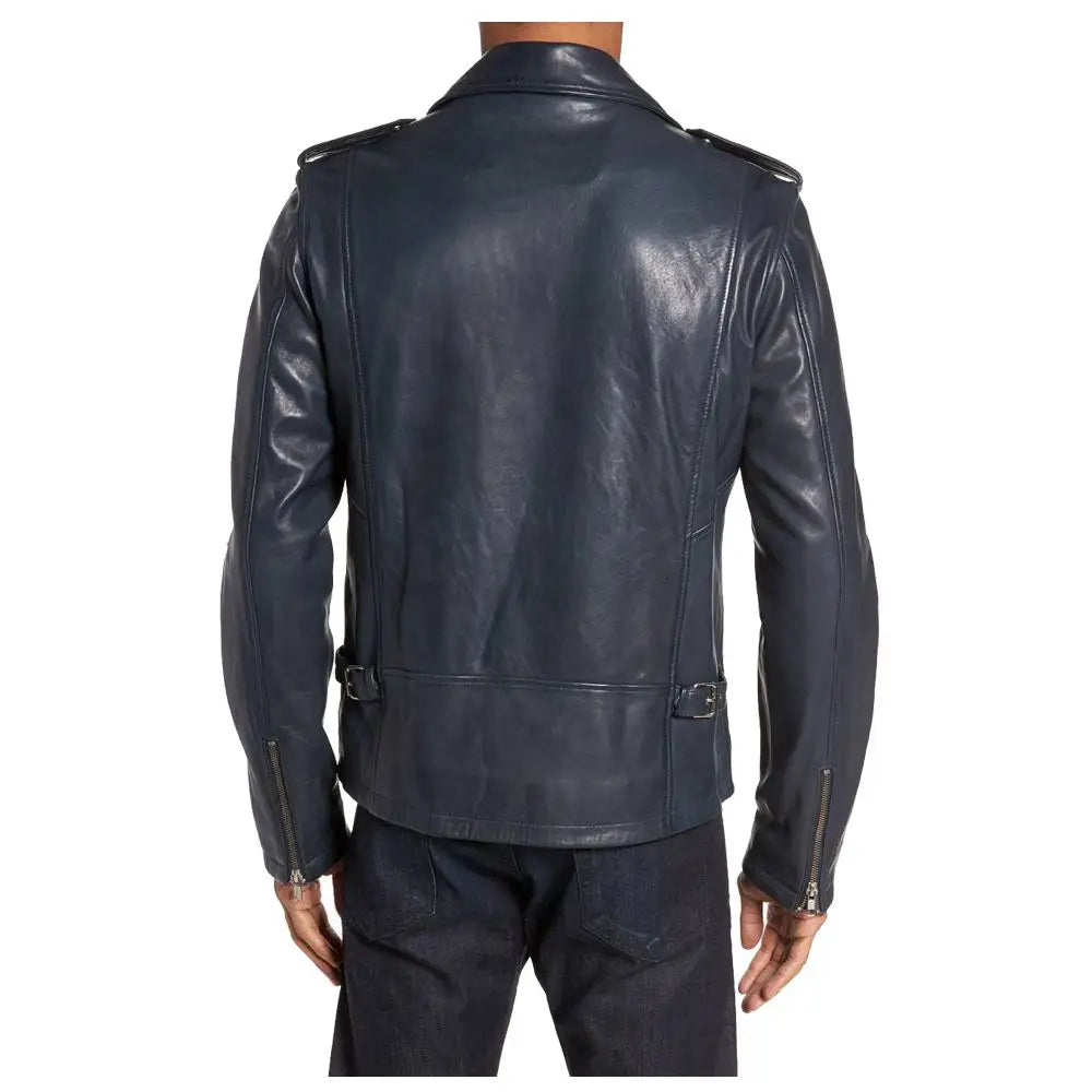 Men's Dark Blue Biker Jacket