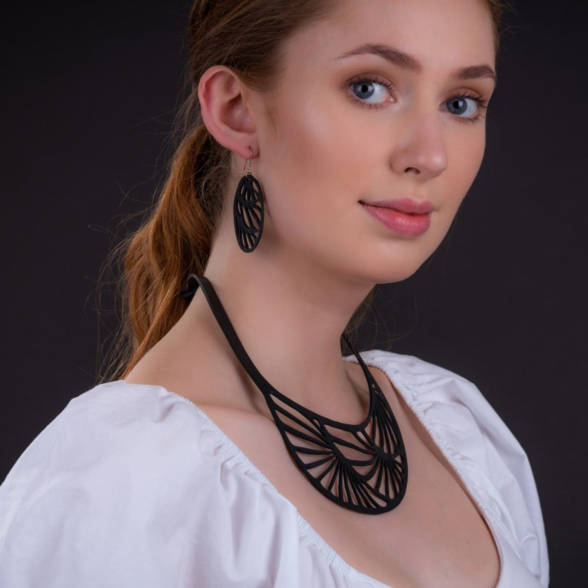 Seraphine (III) Recycled Rubber Oval Earrings-2