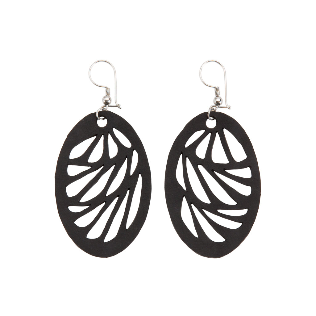 Seraphine (III) Recycled Rubber Oval Earrings-1