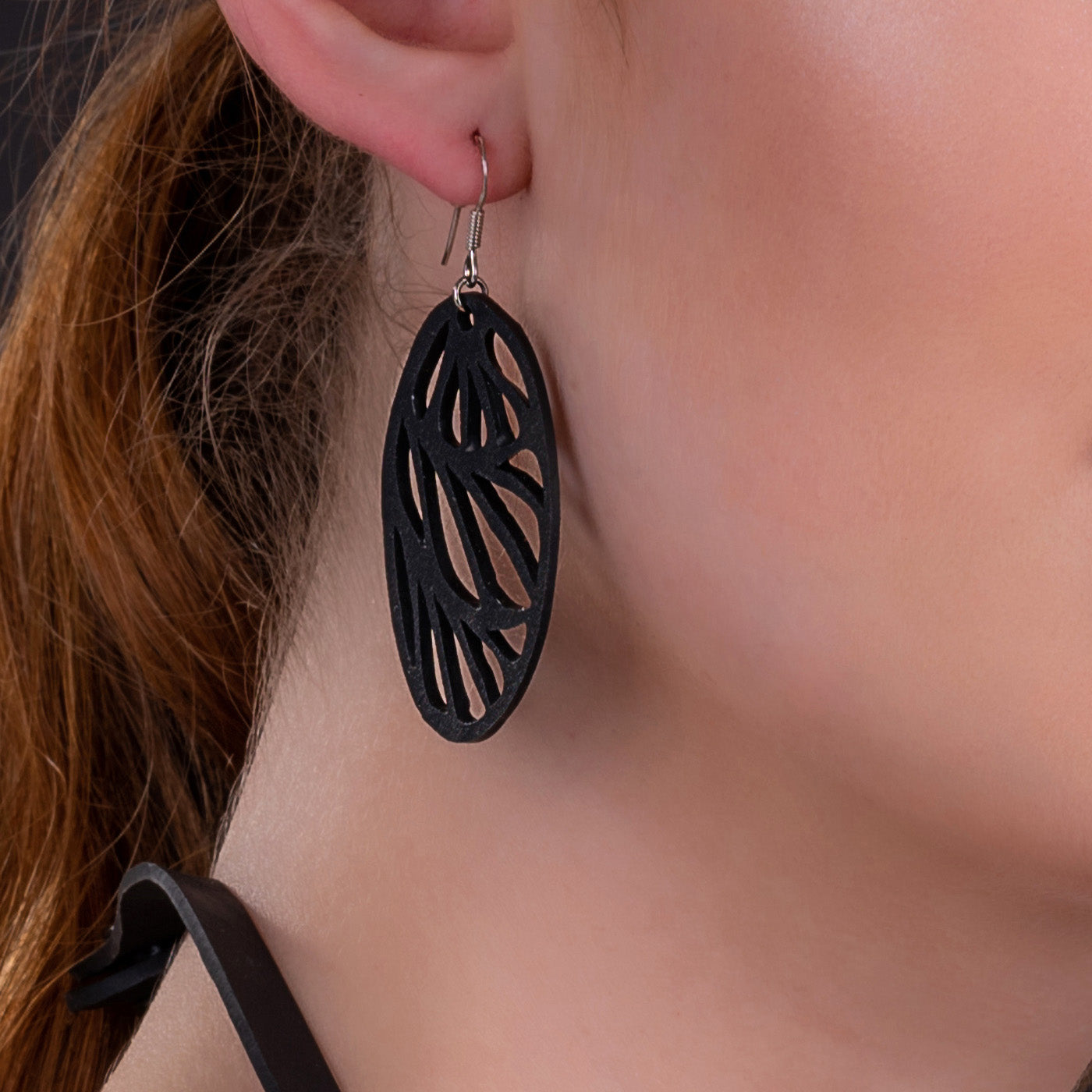 Seraphine (III) Recycled Rubber Oval Earrings-0