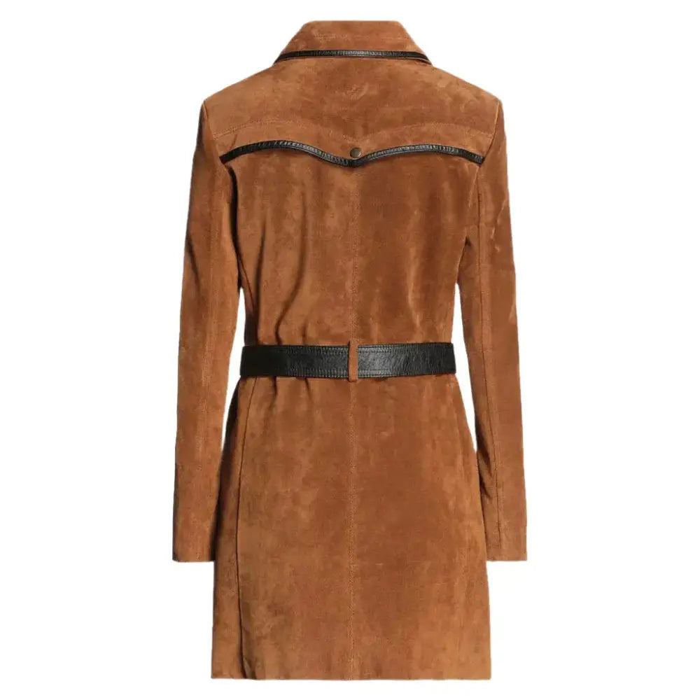Women’s Tan Brown Suede Leather Coat-3