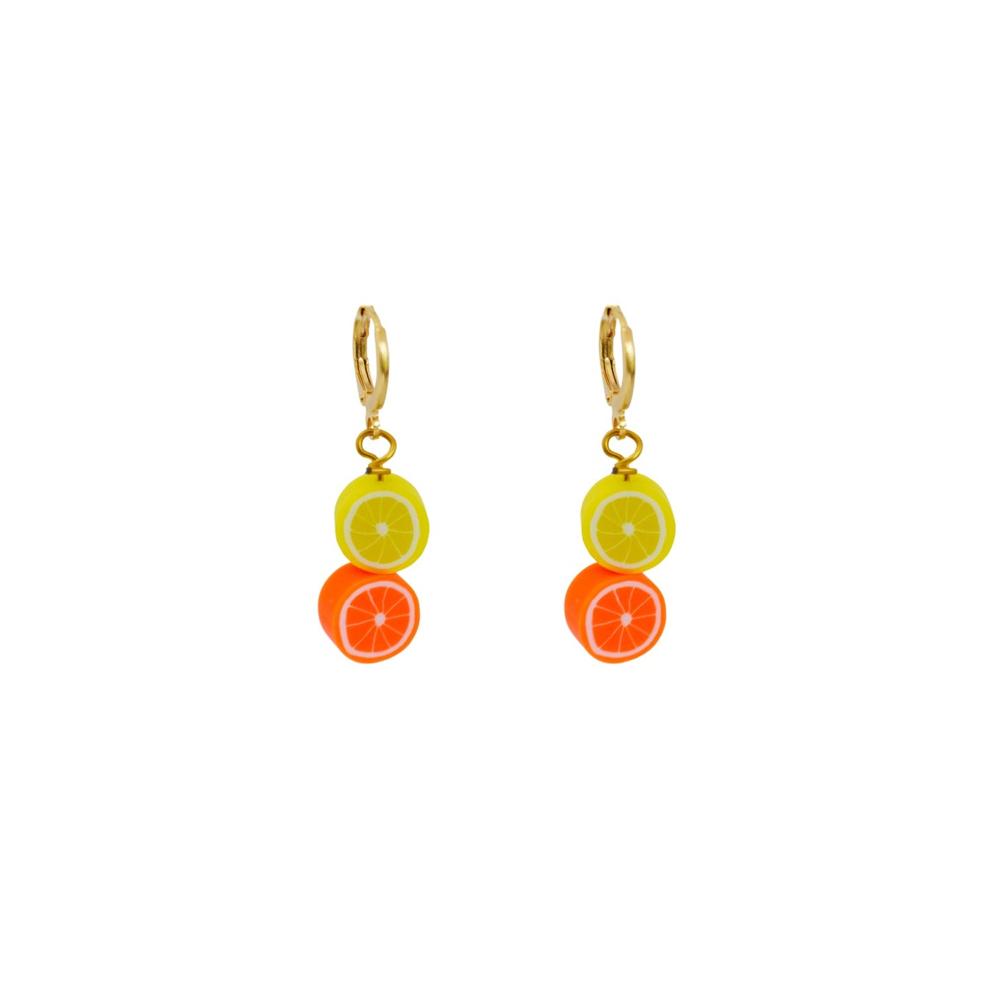 Lemon Yellow Orange huggie earrings | by Ifemi Jewels