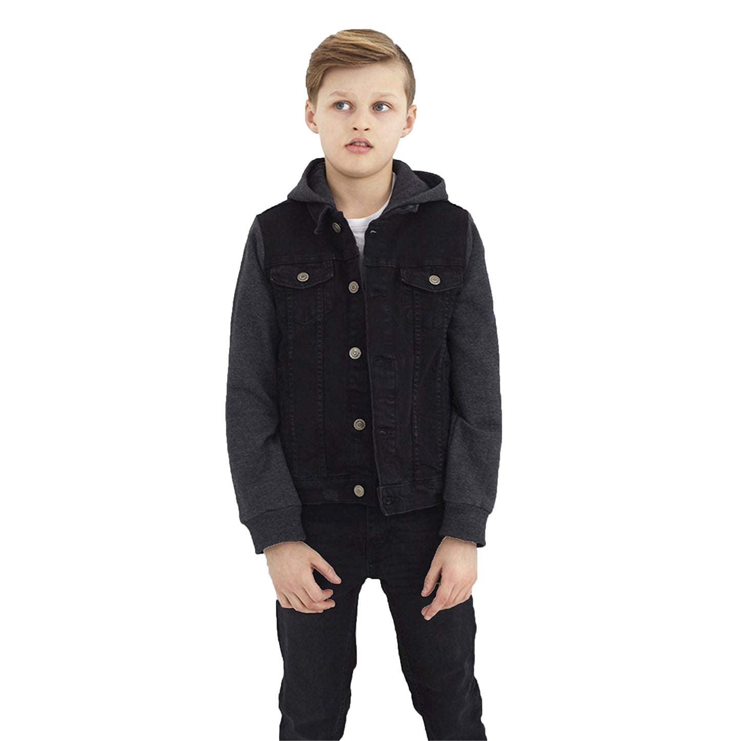 Cooper Allan Kids Boys Cotton Denim Contrast Hooded Jacket