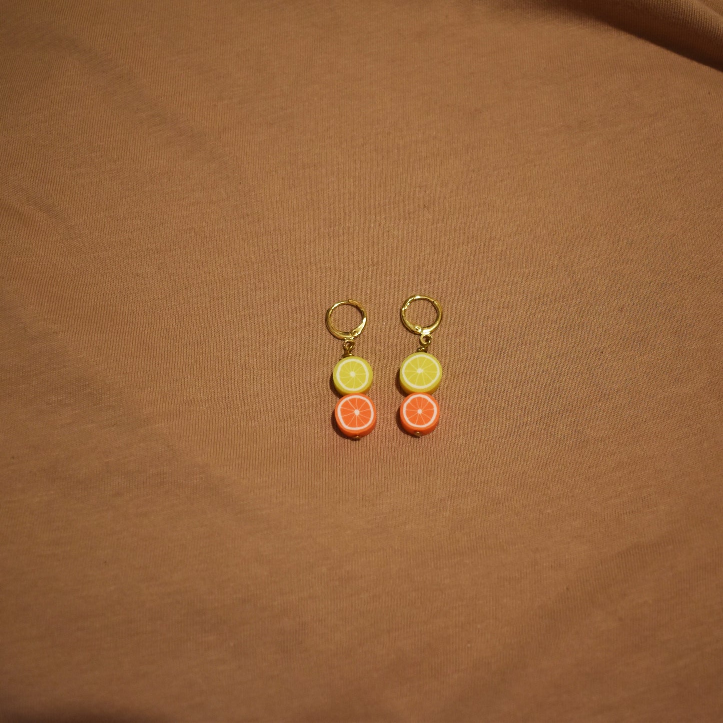 Lemon Yellow Orange huggie earrings | by Ifemi Jewels