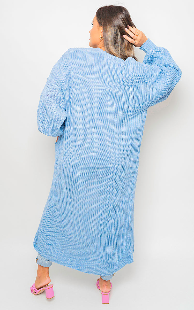 Moda Chunky Knitted Balloon Sleeve Long Maxi Cardigan