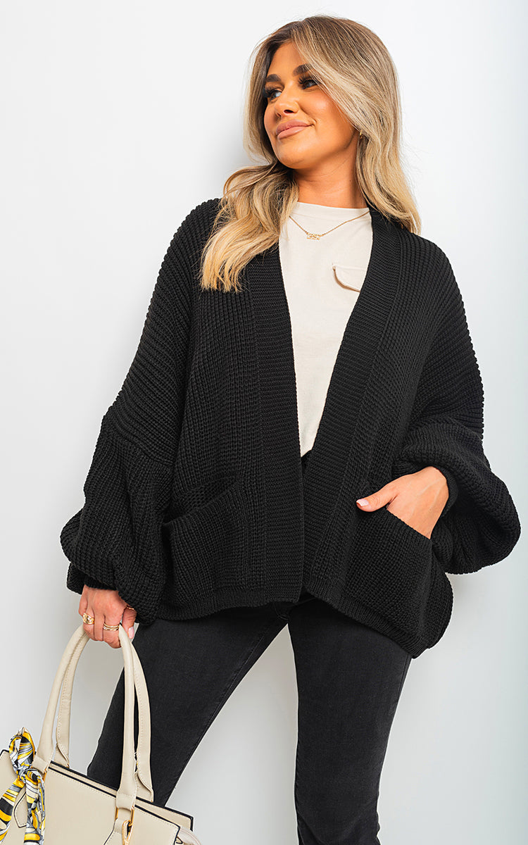 Moda Knitted Balloon Sleeve Cardigan