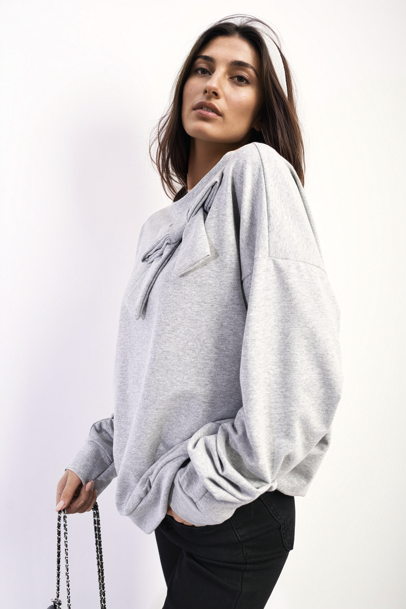 Moda Long Sleeve Bow Detail Jumper