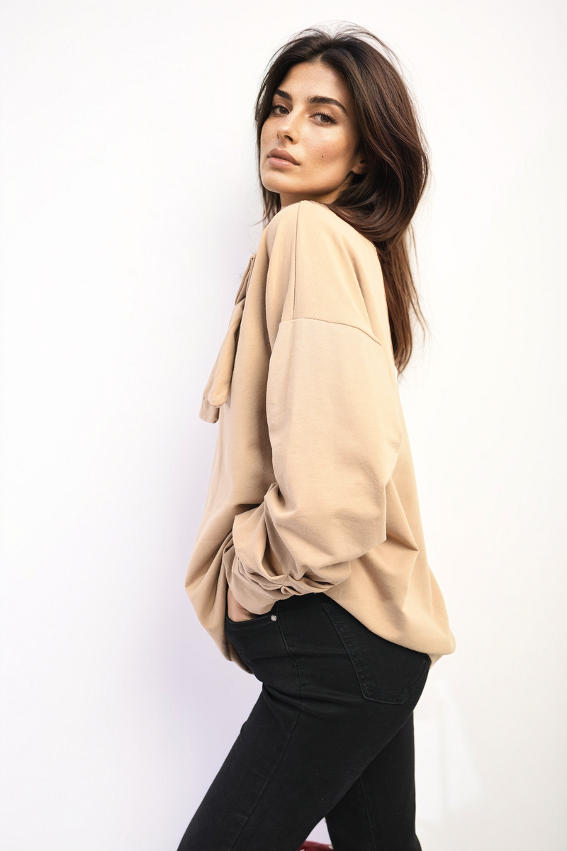 Moda Long Sleeve Bow Detail Jumper