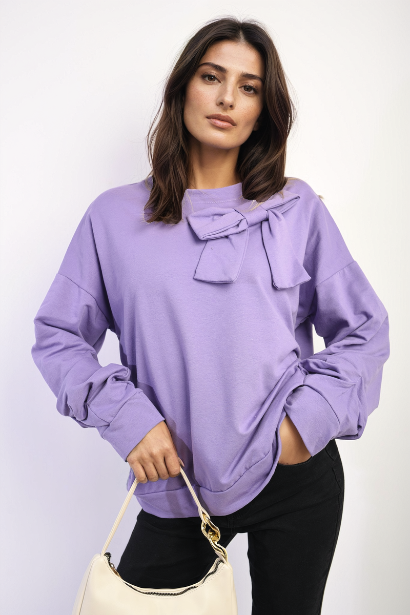 Moda Long Sleeve Bow Detail Jumper