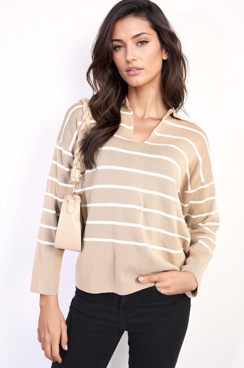 Moda Striped Knitted Jumper
