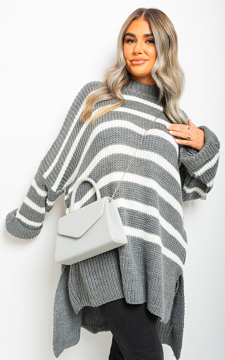 Moda Oversized Striped Knitted Jumper