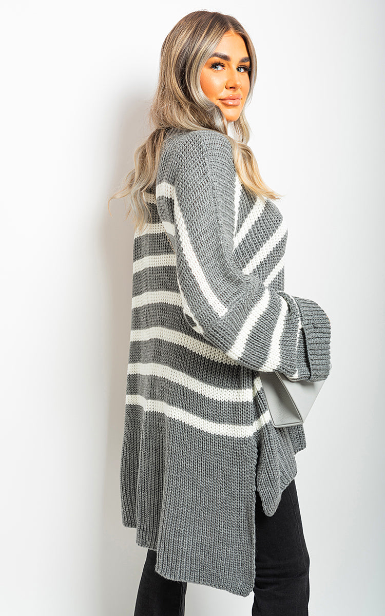 Moda Oversized Striped Knitted Jumper