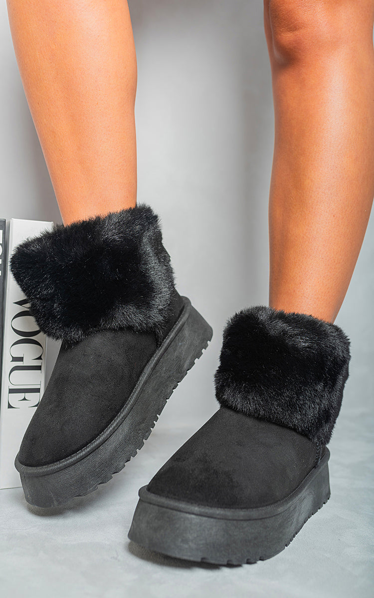 Moda Fuzzy Cuff Slip On Snow Boots
