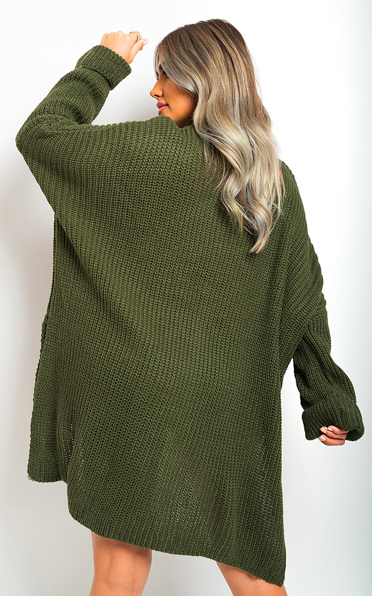 Moda High Neck Oversized Long Sleeve Knitted Jumper