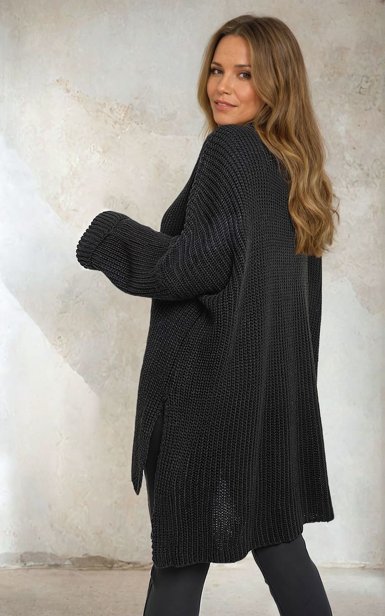 Moda High Neck Oversized Long Sleeve Knitted Jumper