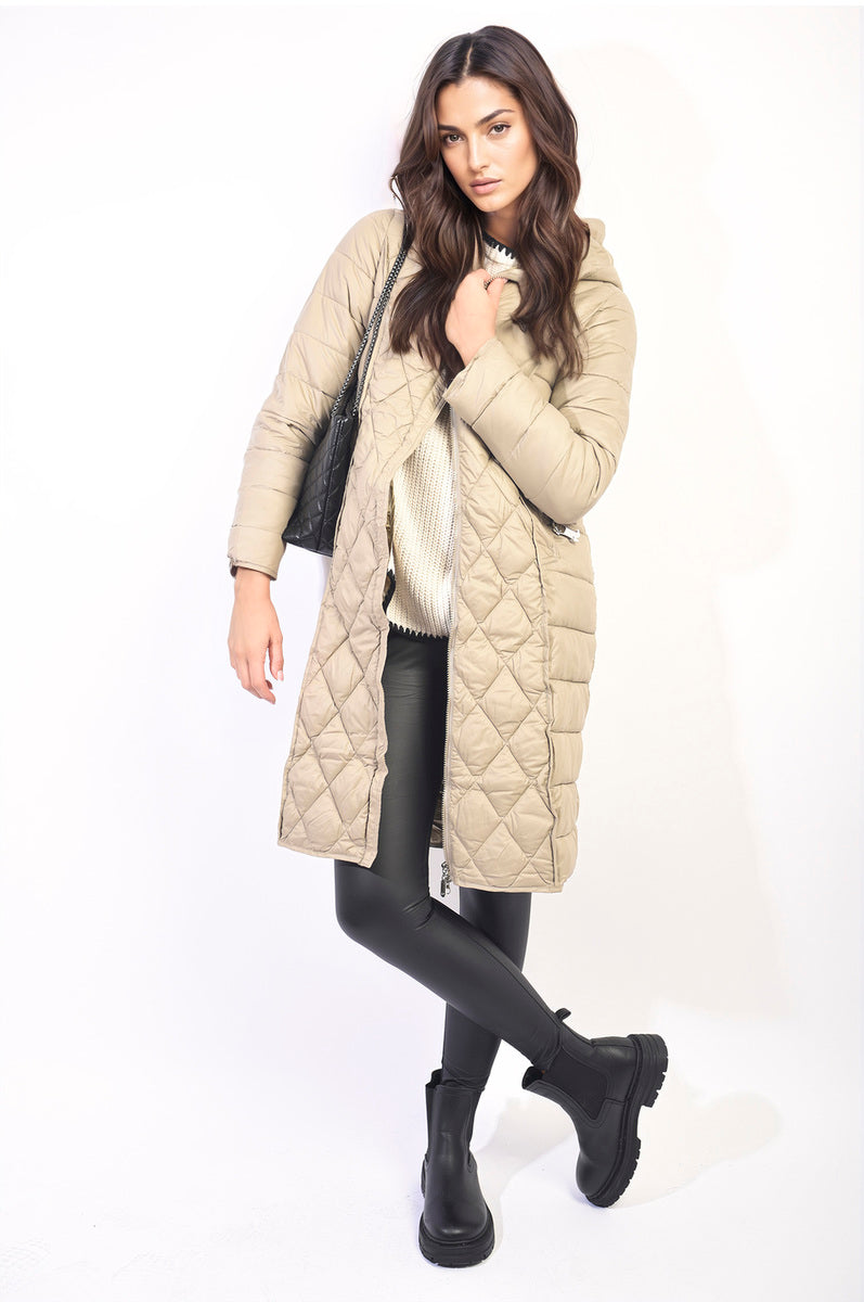 Moda Quilted Winter Jacket with Belt