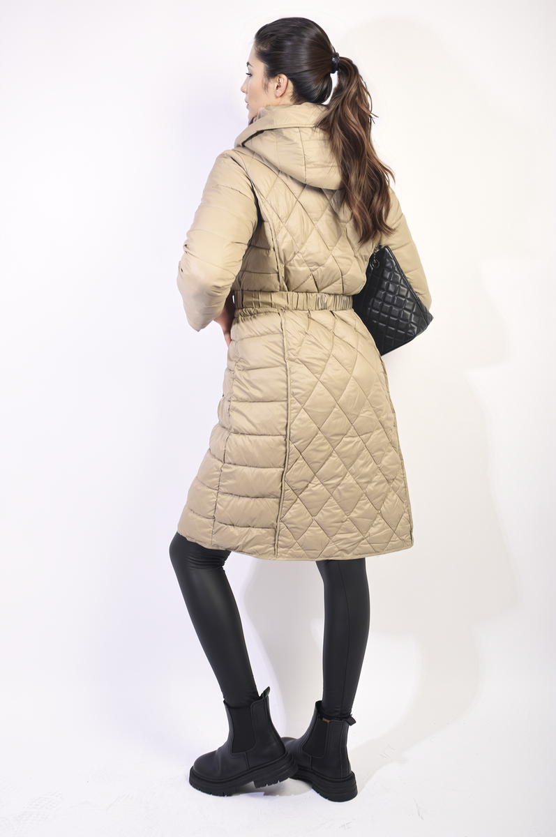 Moda Quilted Winter Jacket with Belt