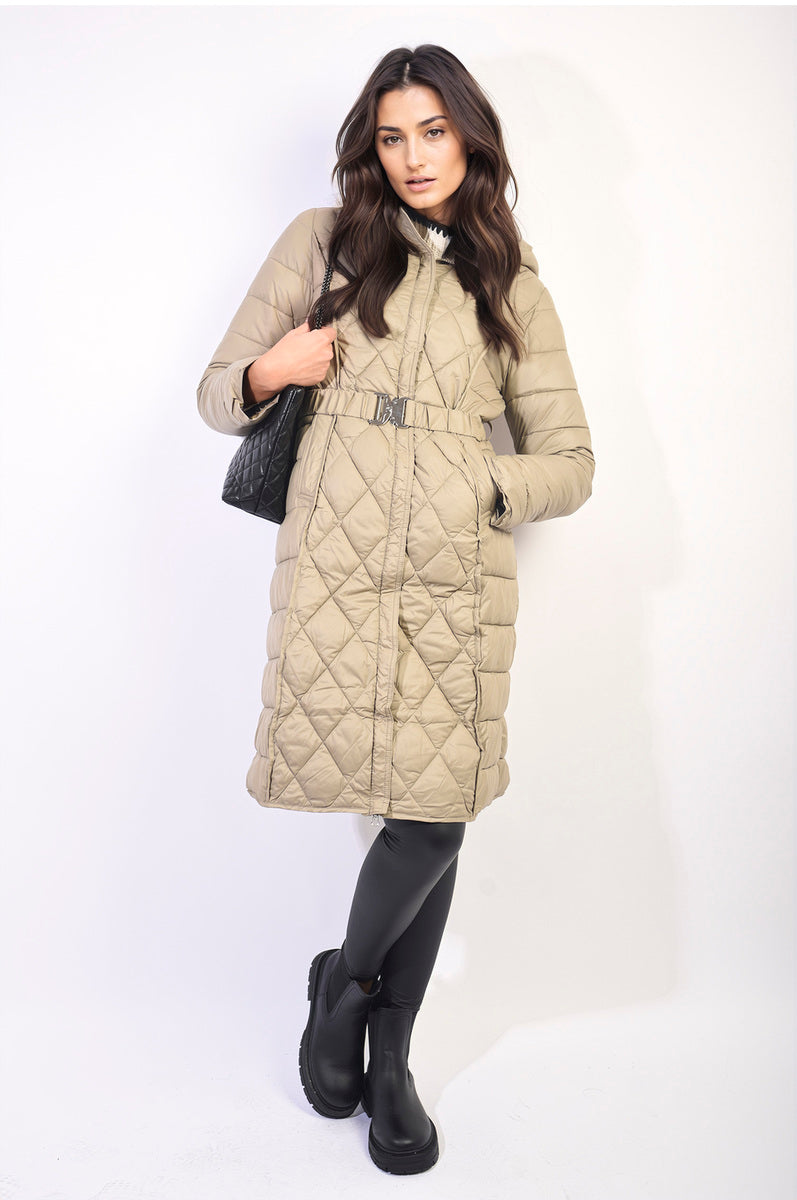 Moda Quilted Winter Jacket with Belt