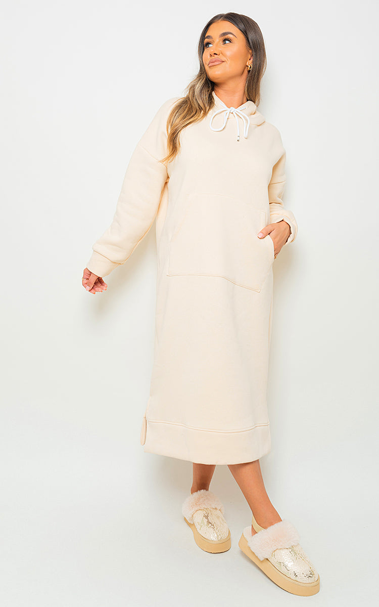 Moda Kangaroo Pocket Long Loose Hoodie