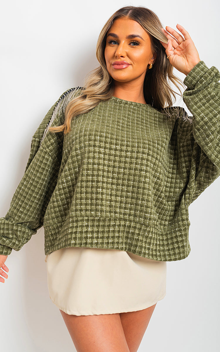 Moda Long Sleeve Knitted Jumper with Tassel Detail